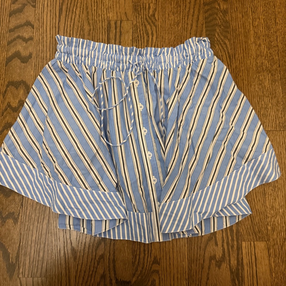 Anthropologie Blue & White Striped Button-Front Skirt - Size Small